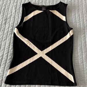 The Limited Black Tank Top with Cream Geometric X
